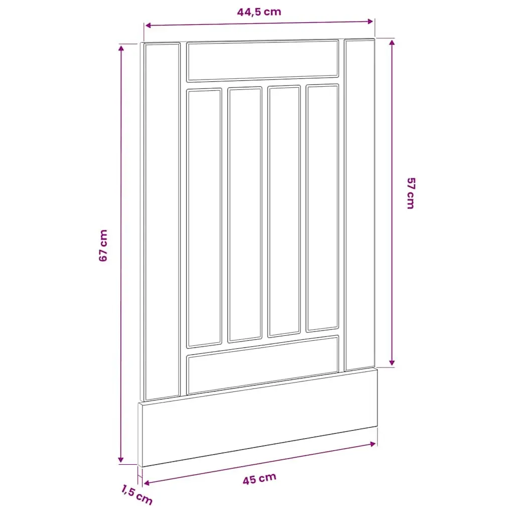 Dishwasher Parts Front Panel Cover Protection Black Engineered Wood