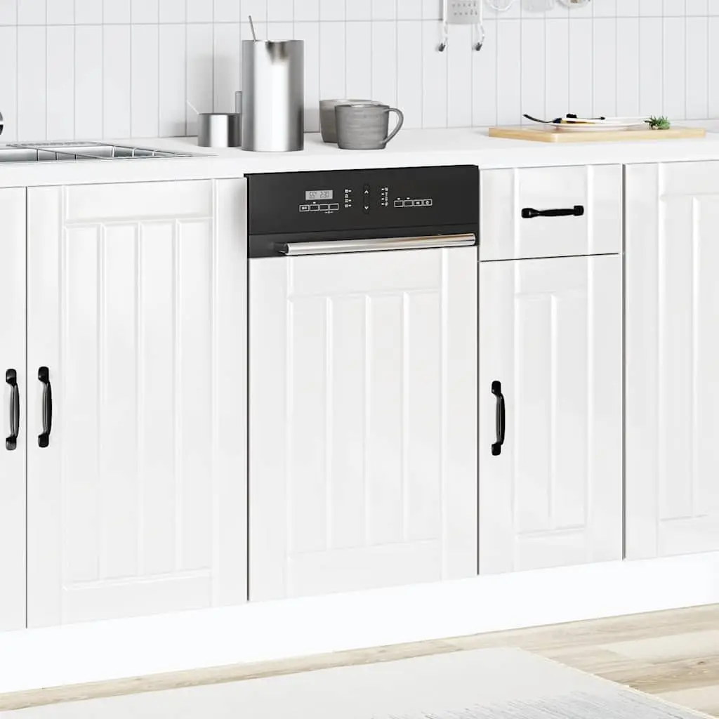 High Gloss White Engineered Wood Dishwasher Cover