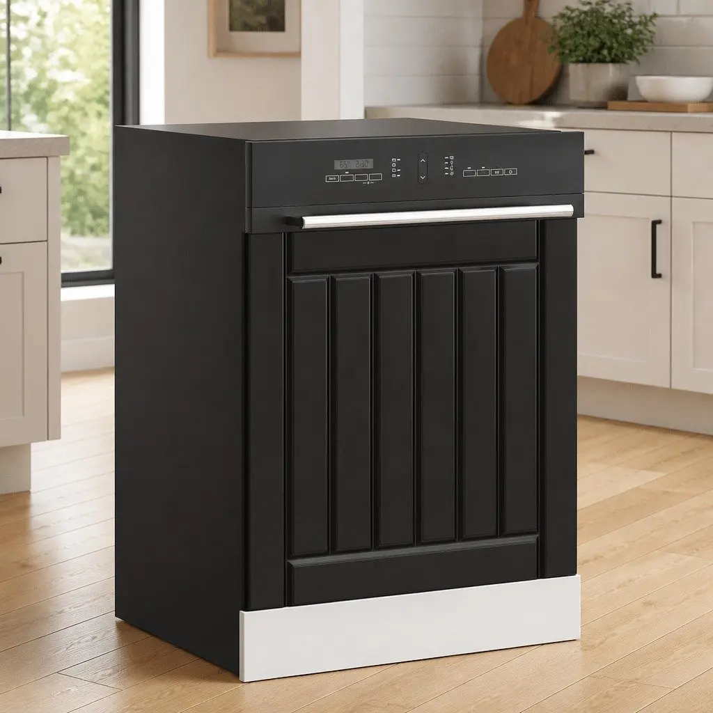 Dishwasher Panel Engineered Wood Kitchen Cabinet Front Cover Protector Black