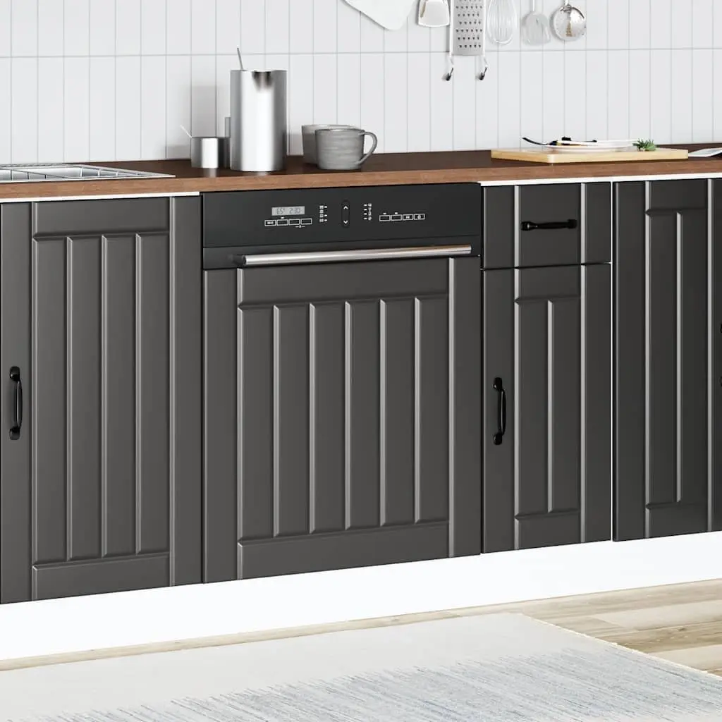 Dishwasher Panel Engineered Wood Kitchen Cabinet Front Cover Protector Black