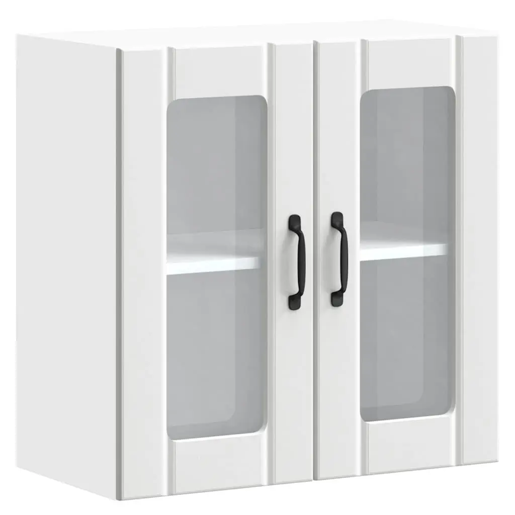 Kitchen Cabinet Wall-Mounted Storage Glass Door White Engineered Wood
