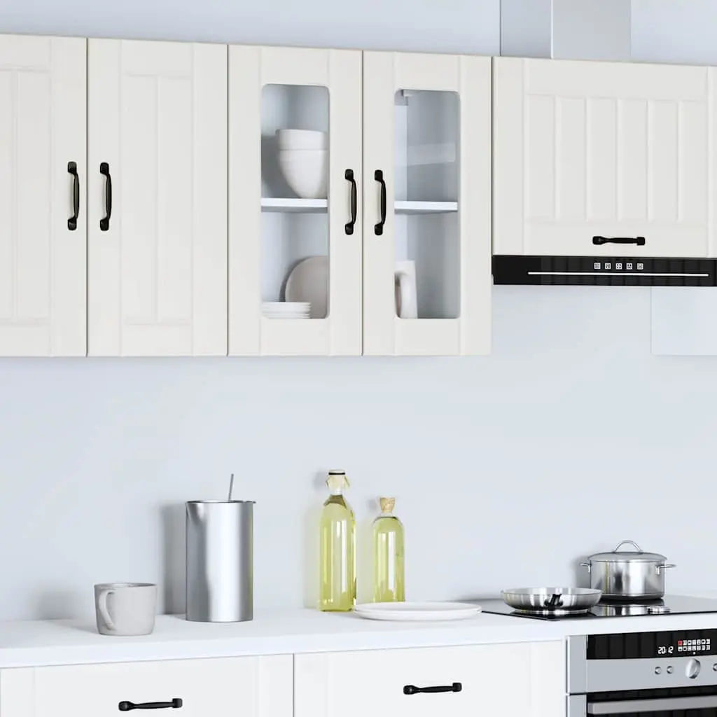 Kitchen Cabinet Wall-Mounted Storage Glass Door White Engineered Wood