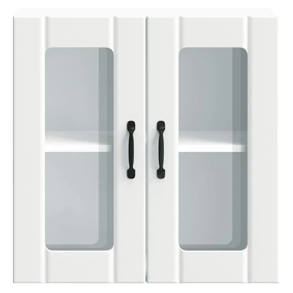 Kitchen Cabinet Wall-Mounted Storage Glass Door White Engineered Wood