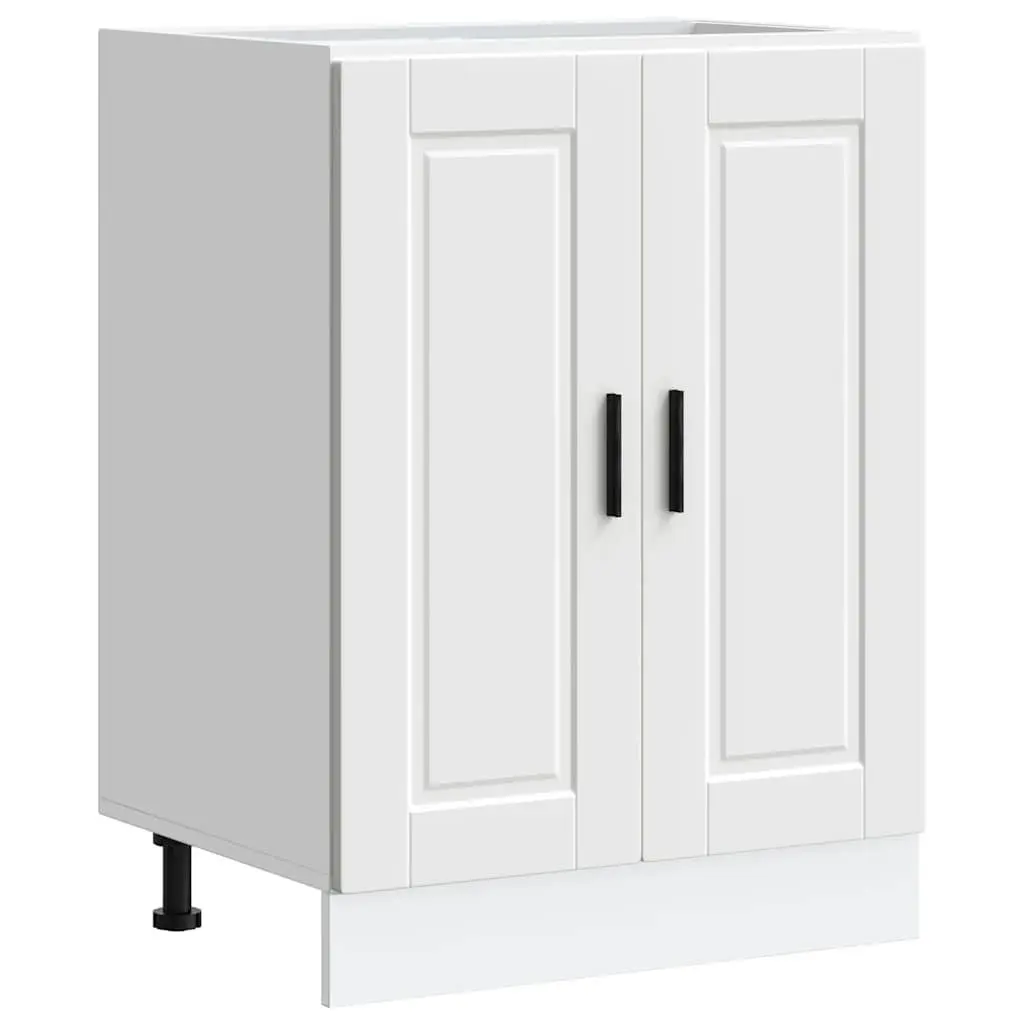 Kitchen Base Cabinet White Engineered Wood Storage Cupboard Adjustable Feet