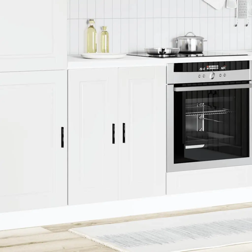 Kitchen Base Cabinet White Engineered Wood Storage Cupboard Adjustable Feet