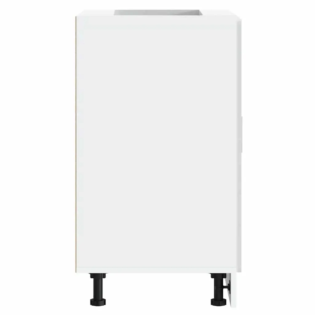 Kitchen Base Cabinet White Engineered Wood Storage Cupboard Adjustable Feet