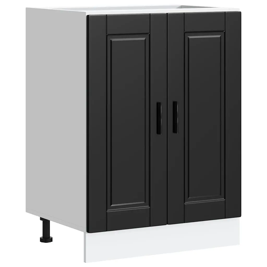Kitchen Base Cabinet Storage Unit Engineered Wood Black Adjustable Feet