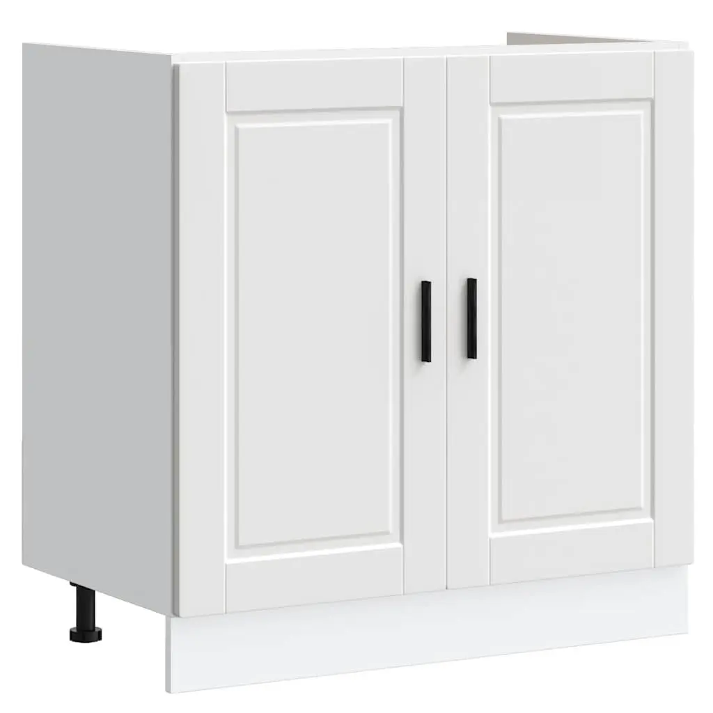 Sink Base Cabinet Kitchen Storage 80W x 46D x 81.5H cm White Engineered Wood