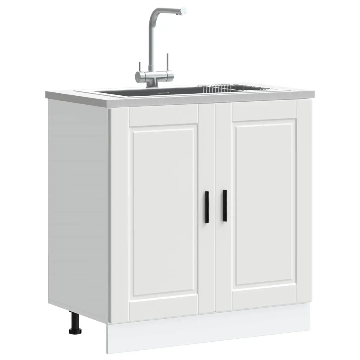 Sink Base Cabinet Kitchen Storage 80W x 46D x 81.5H cm White Engineered Wood