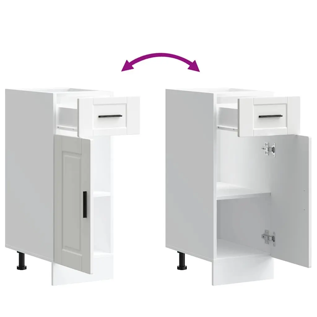 Kitchen Base Cabinet White Engineered Wood Storage Cupboard with Adjustable Feet