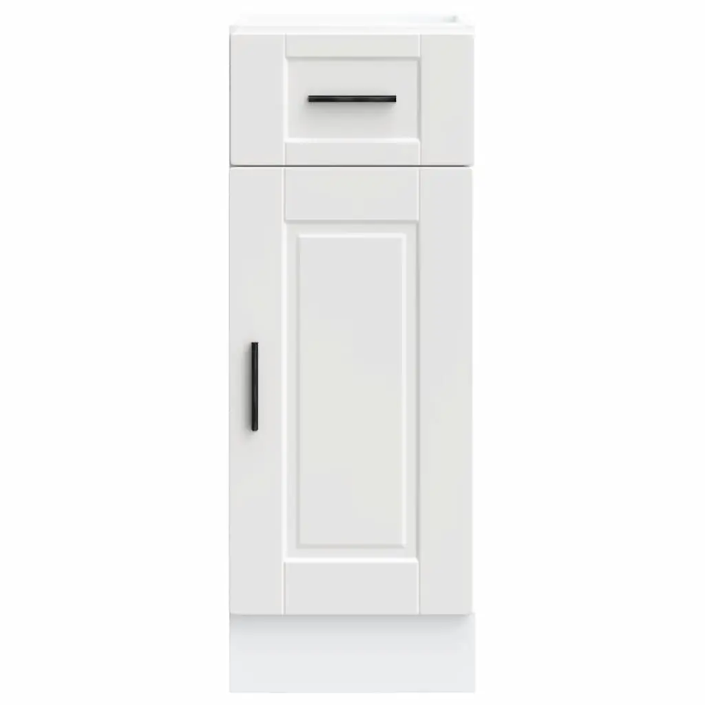 Kitchen Base Cabinet White Engineered Wood Storage Cupboard with Adjustable Feet