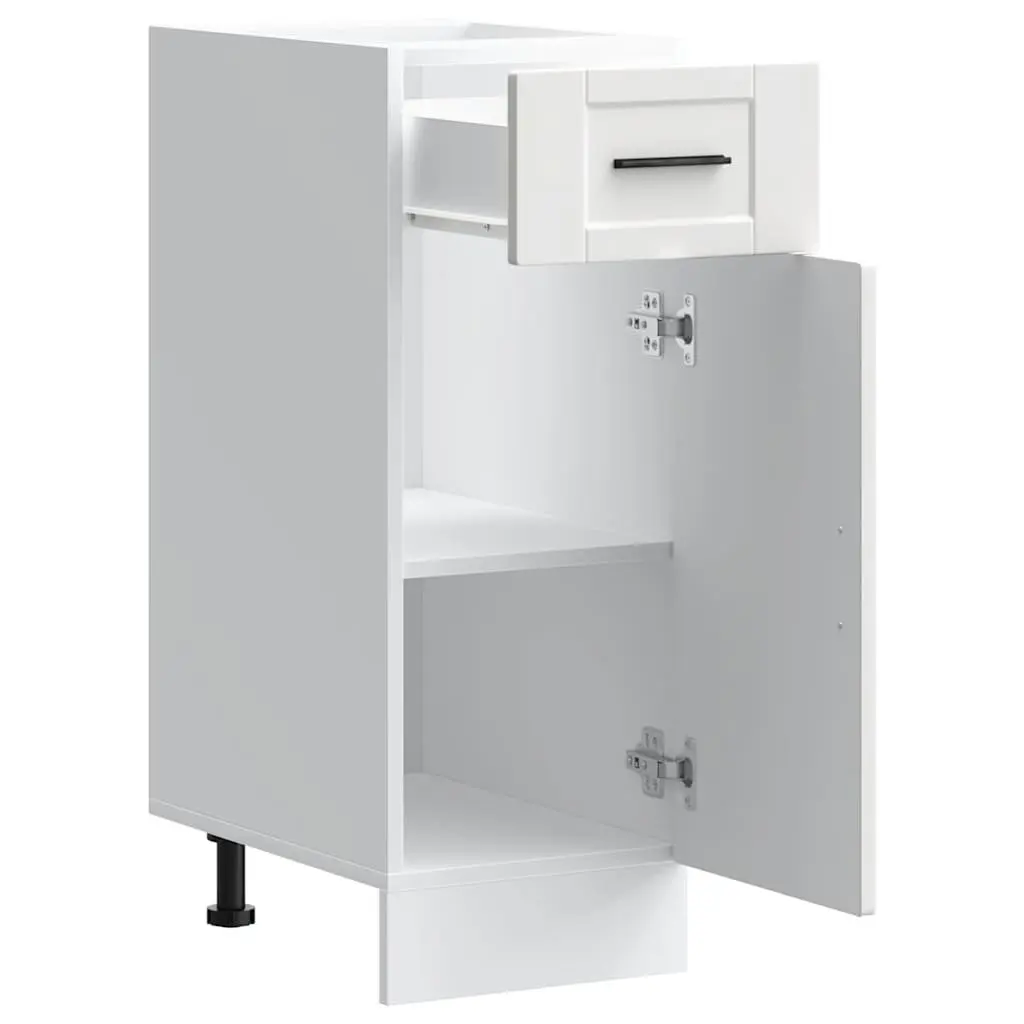 Kitchen Base Cabinet White Engineered Wood Storage Cupboard with Adjustable Feet