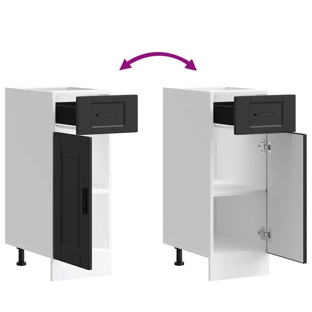 Kitchen Base Cabinet Storage Cupboard Black Engineered Wood Adjustable Feet