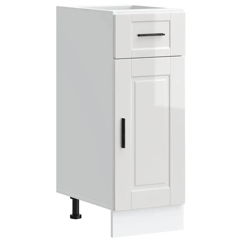 White Gloss Kitchen Cabinet Storage Unit Engineered Wood Adjustable Feet Ample Space