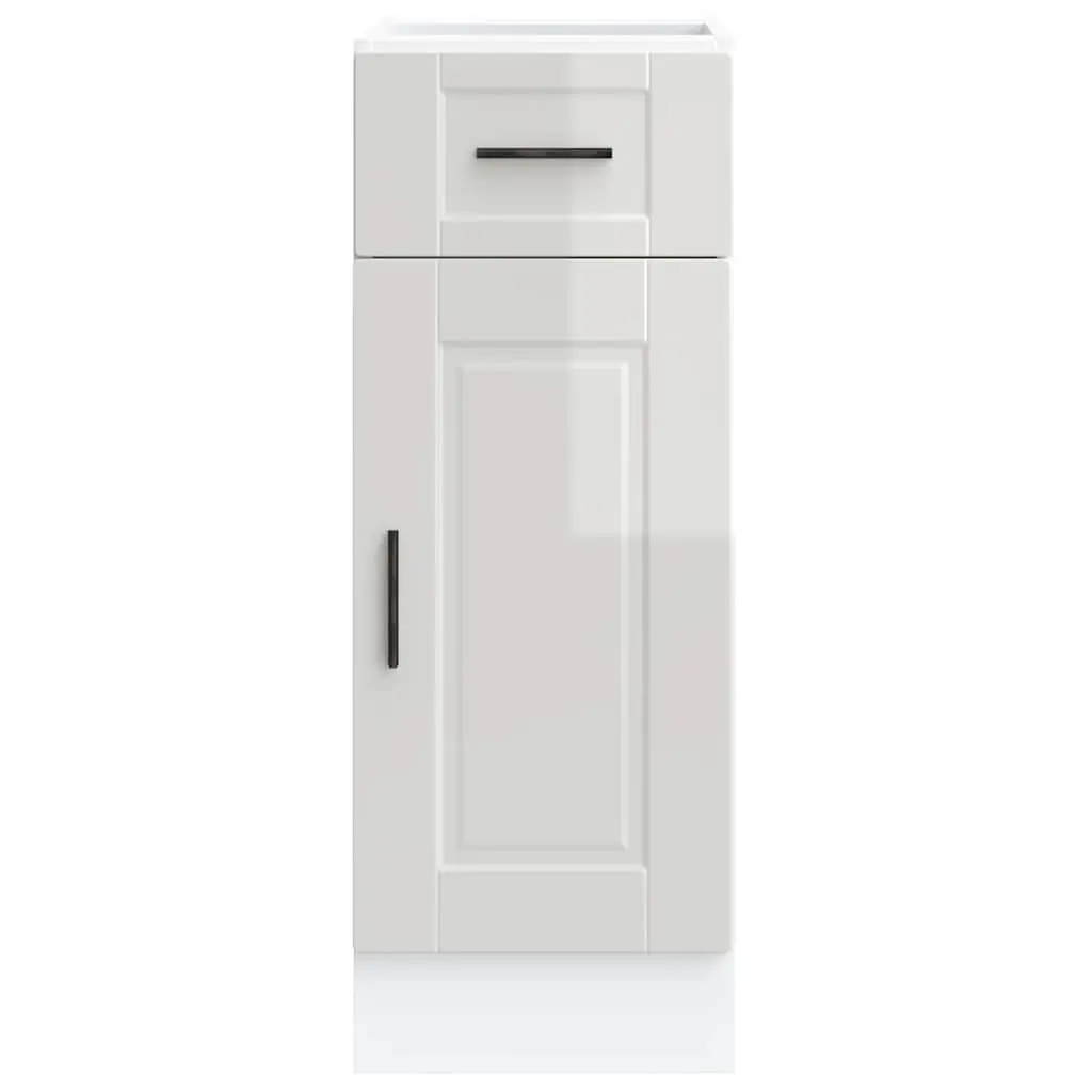 White Gloss Kitchen Cabinet Storage Unit Engineered Wood Adjustable Feet Ample Space