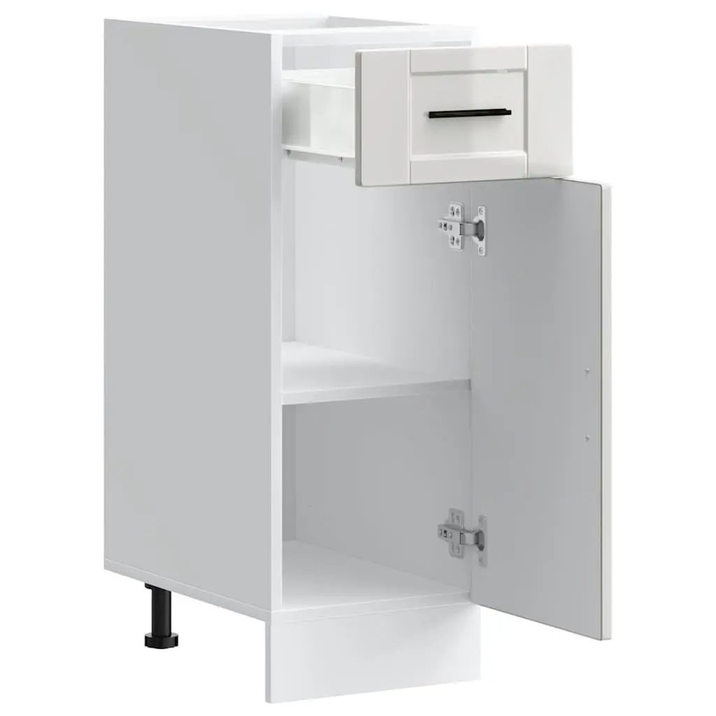 White Gloss Kitchen Cabinet Storage Unit Engineered Wood Adjustable Feet Ample Space