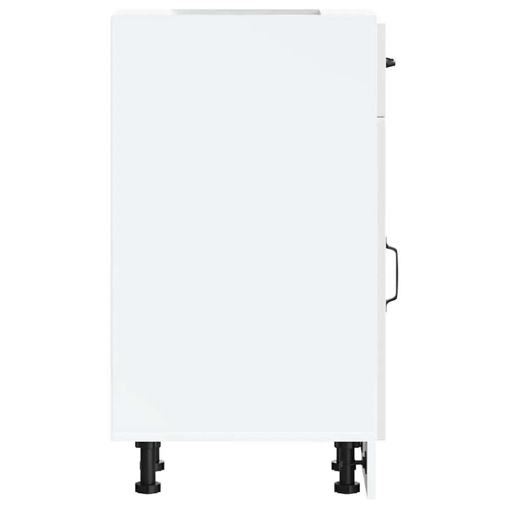 White Gloss Kitchen Cabinet Storage Unit Engineered Wood Adjustable Feet Ample Space