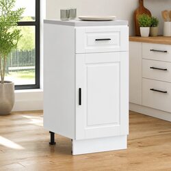 Kitchen Base Cabinet White Storage Cupboard Engineered Wood Adjustable Feet