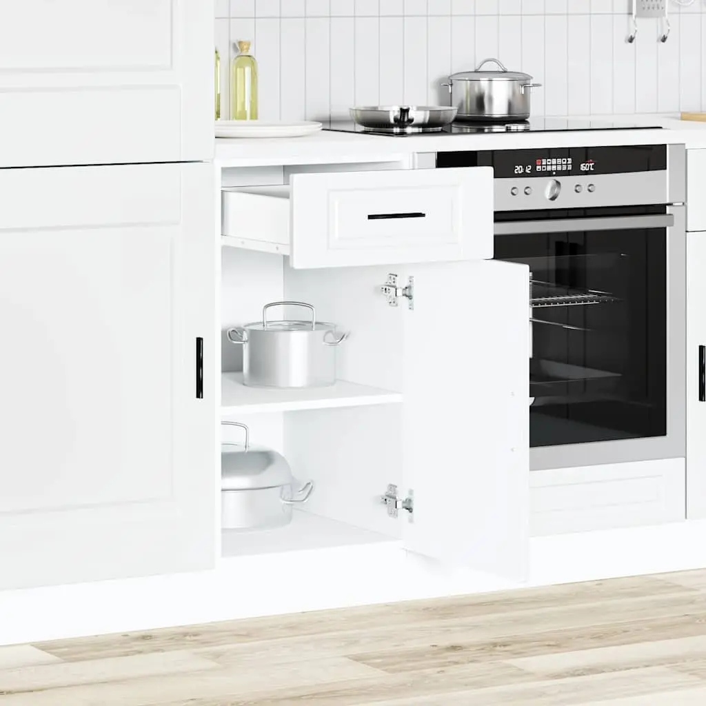 Kitchen Base Cabinet White Storage Cupboard Engineered Wood Adjustable Feet
