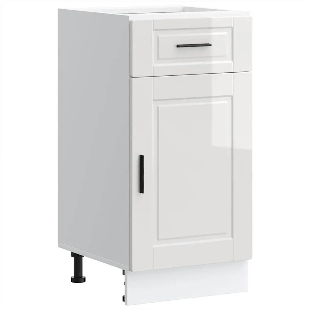 Kitchen Base Cabinet White High Gloss Engineered Wood Storage Cupboard Door