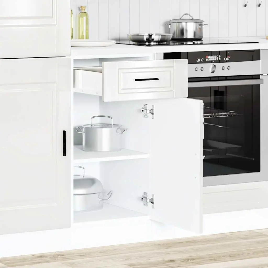 Kitchen Base Cabinet White High Gloss Engineered Wood Storage Cupboard Door