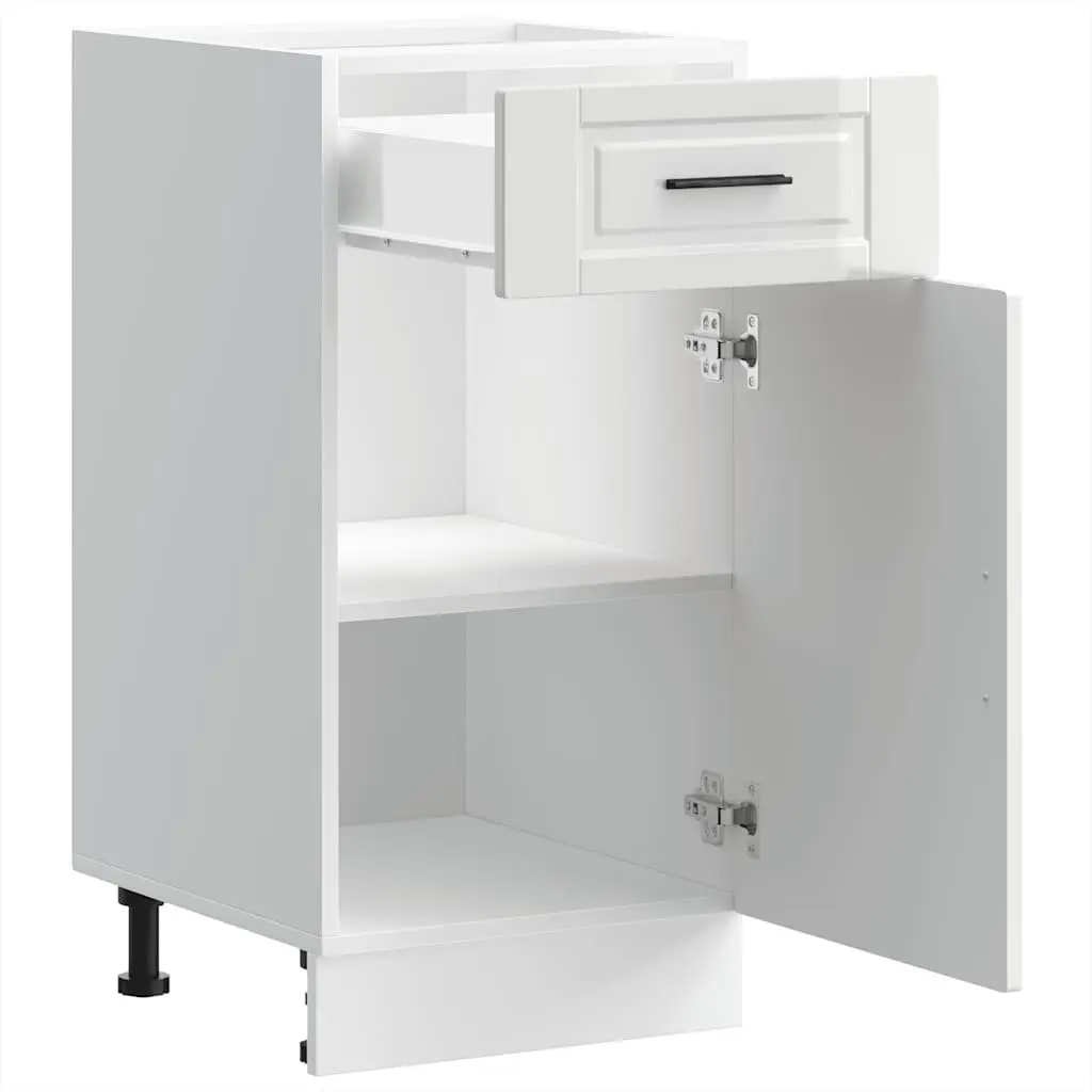Kitchen Base Cabinet White High Gloss Engineered Wood Storage Cupboard Door