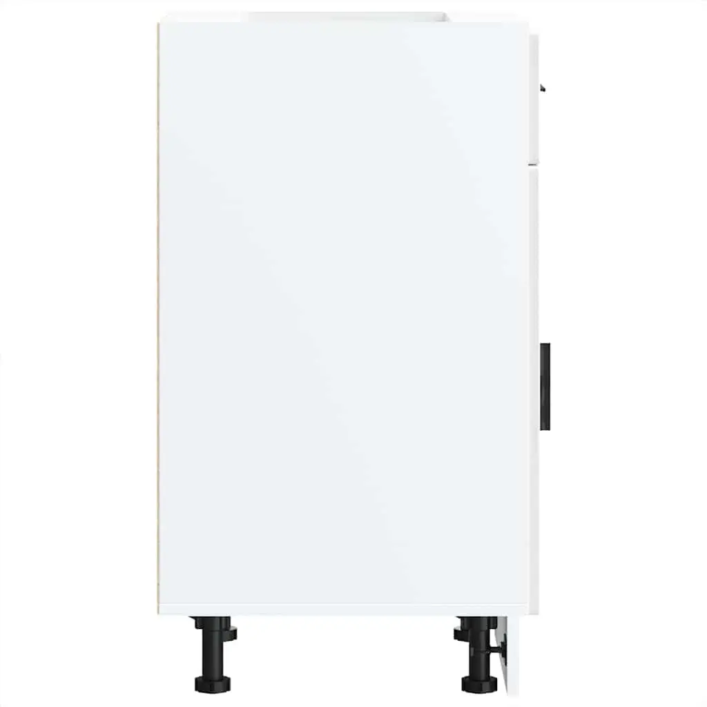 Kitchen Base Cabinet White High Gloss Engineered Wood Storage Cupboard Door