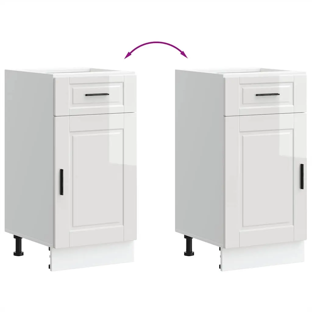 Kitchen Base Cabinet White High Gloss Engineered Wood Storage Cupboard Door