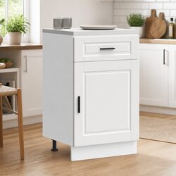 Kitchen Base Cabinet White Engineered Wood Storage Cupboard with Doors