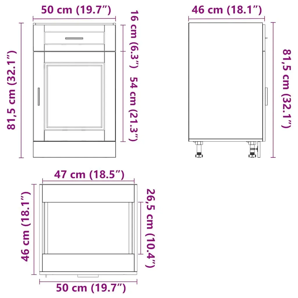 Black Kitchen Base Cabinet with Storage Space