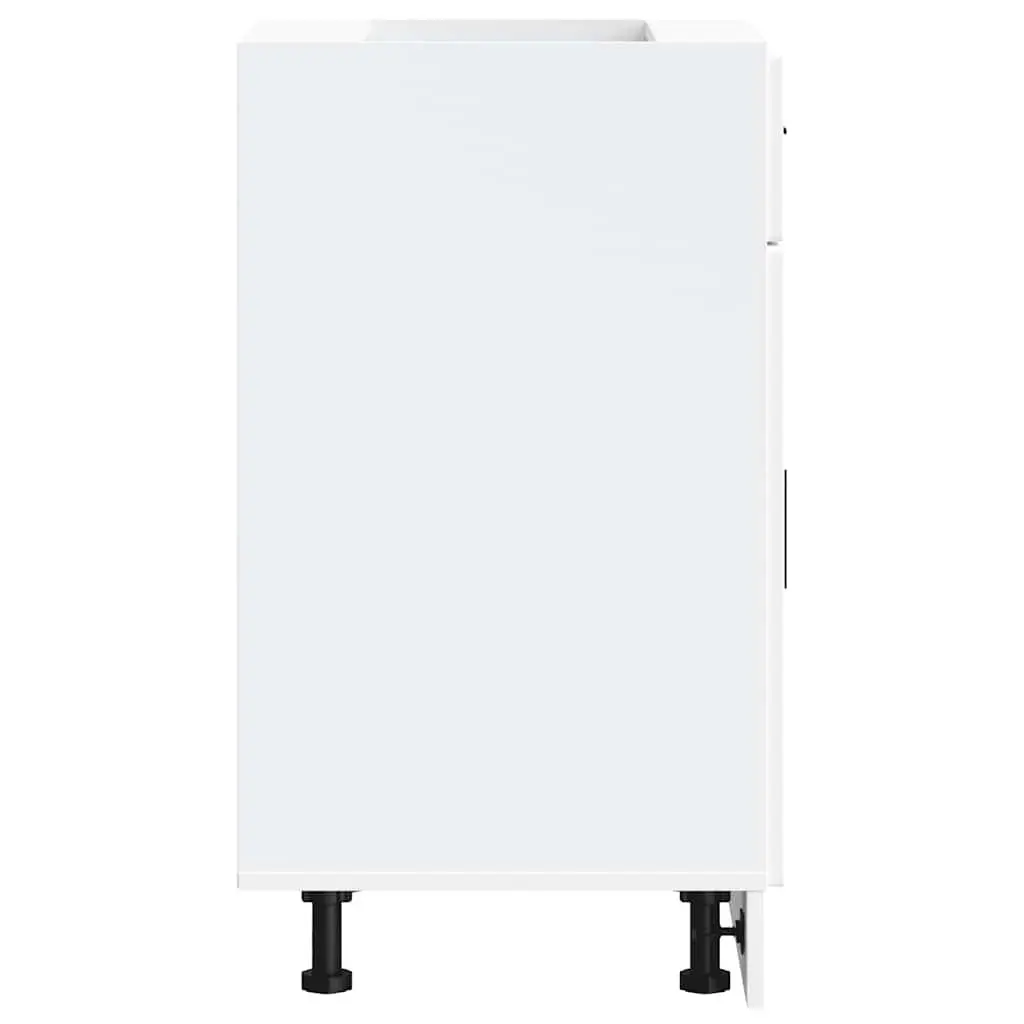 Kitchen Base Cabinet White Engineered Wood Storage Cupboard with Adjustable Feet