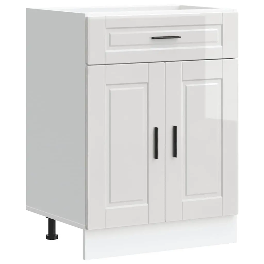 Kitchen Base Cabinet White High Gloss Engineered Wood Storage Cupboard Unit