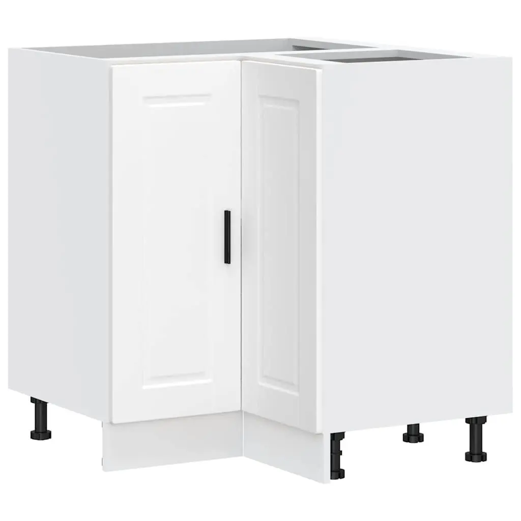 Kitchen Corner Base Cabinet Storage Organizer White Engineered Wood