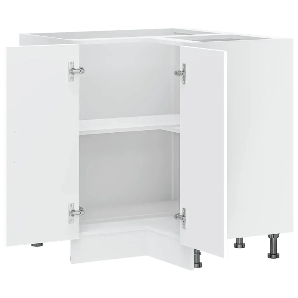 Kitchen Corner Base Cabinet Storage Organizer White Engineered Wood