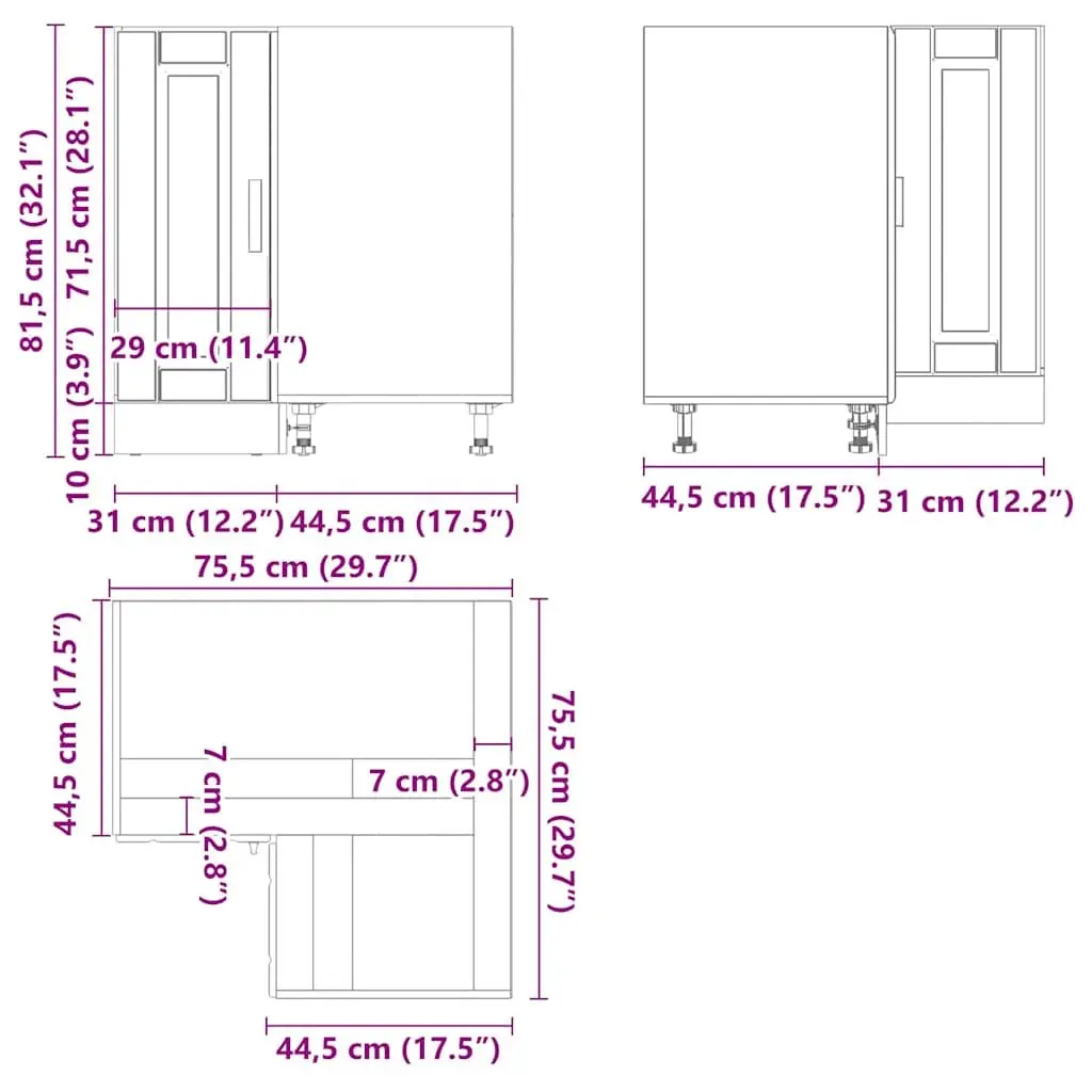 Black Corner Base Cabinet for Kitchen Storage