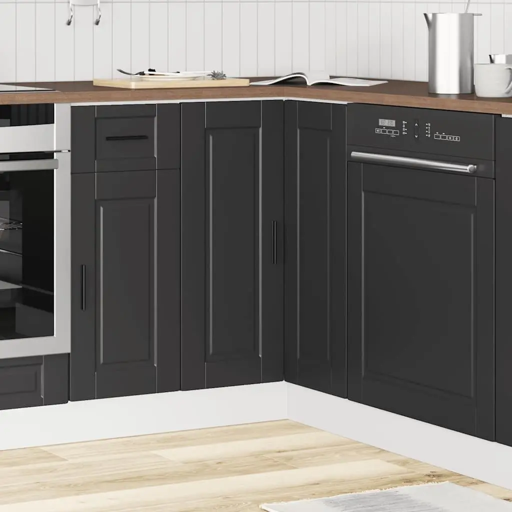 Black Corner Base Cabinet for Kitchen Storage