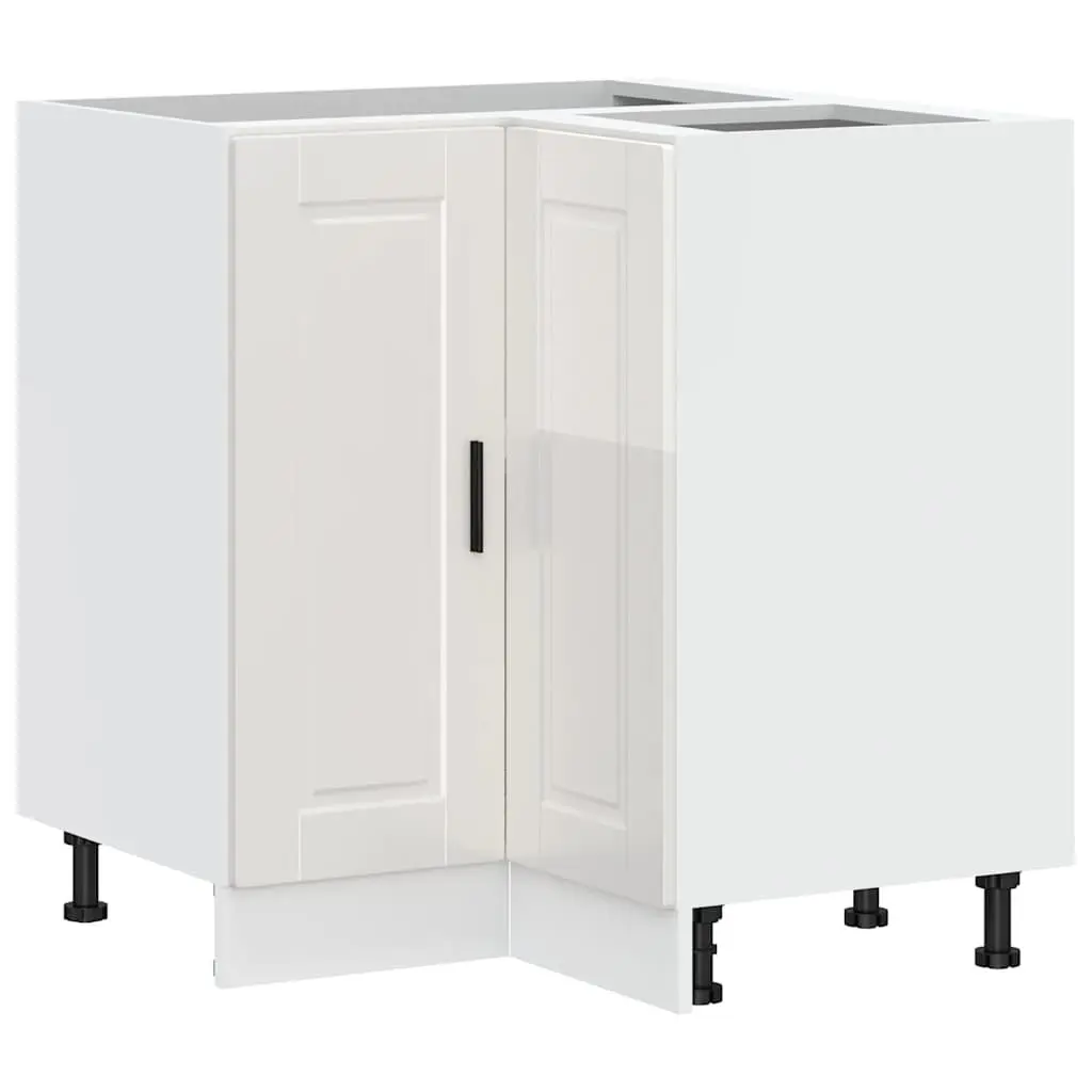 Kitchen Corner Base Cabinet White High Gloss Engineered Wood Storage Cupboard