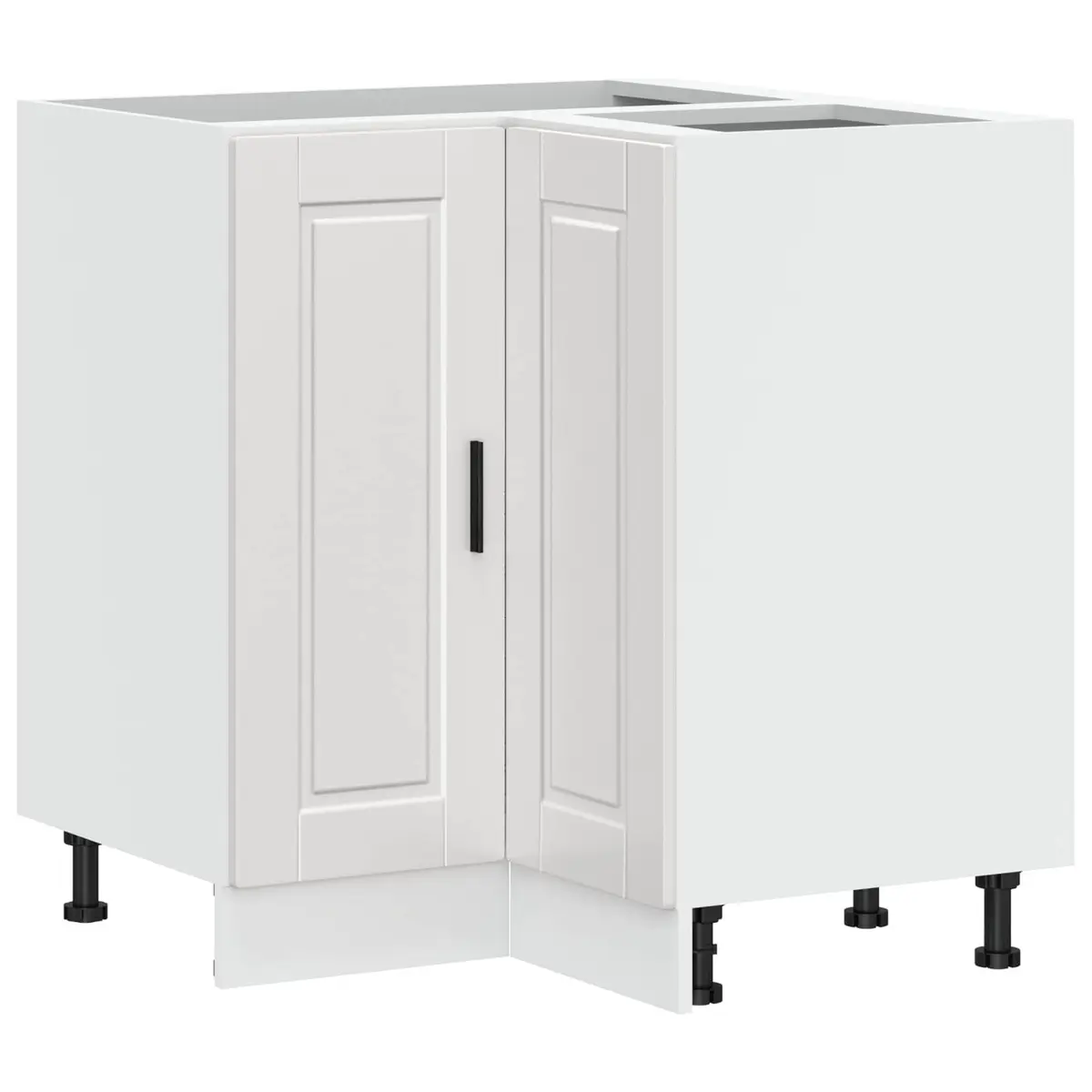 Kitchen Corner Base Cabinet White High Gloss Engineered Wood Storage Cupboard