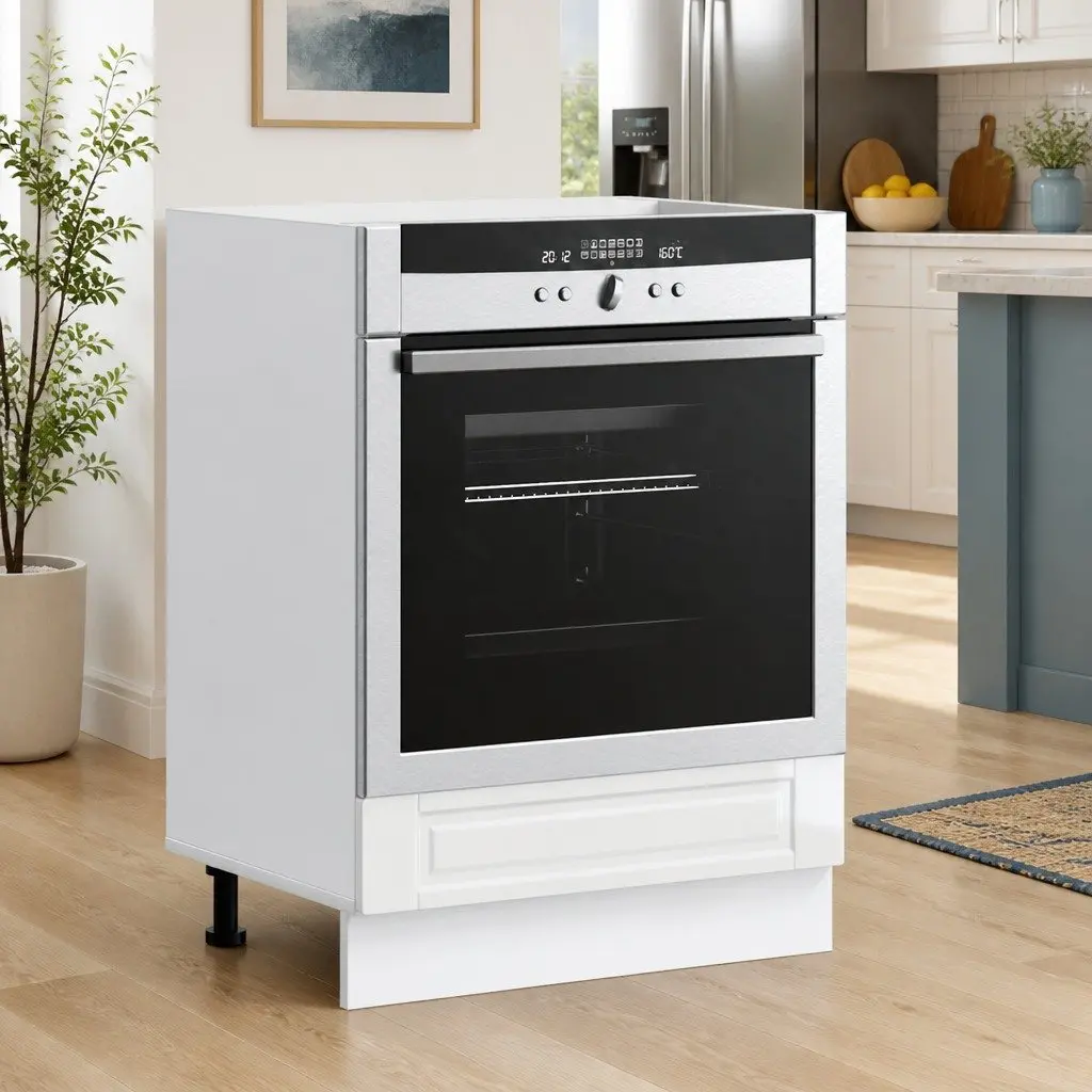 High Gloss White Engineered Wood Oven Cabinet