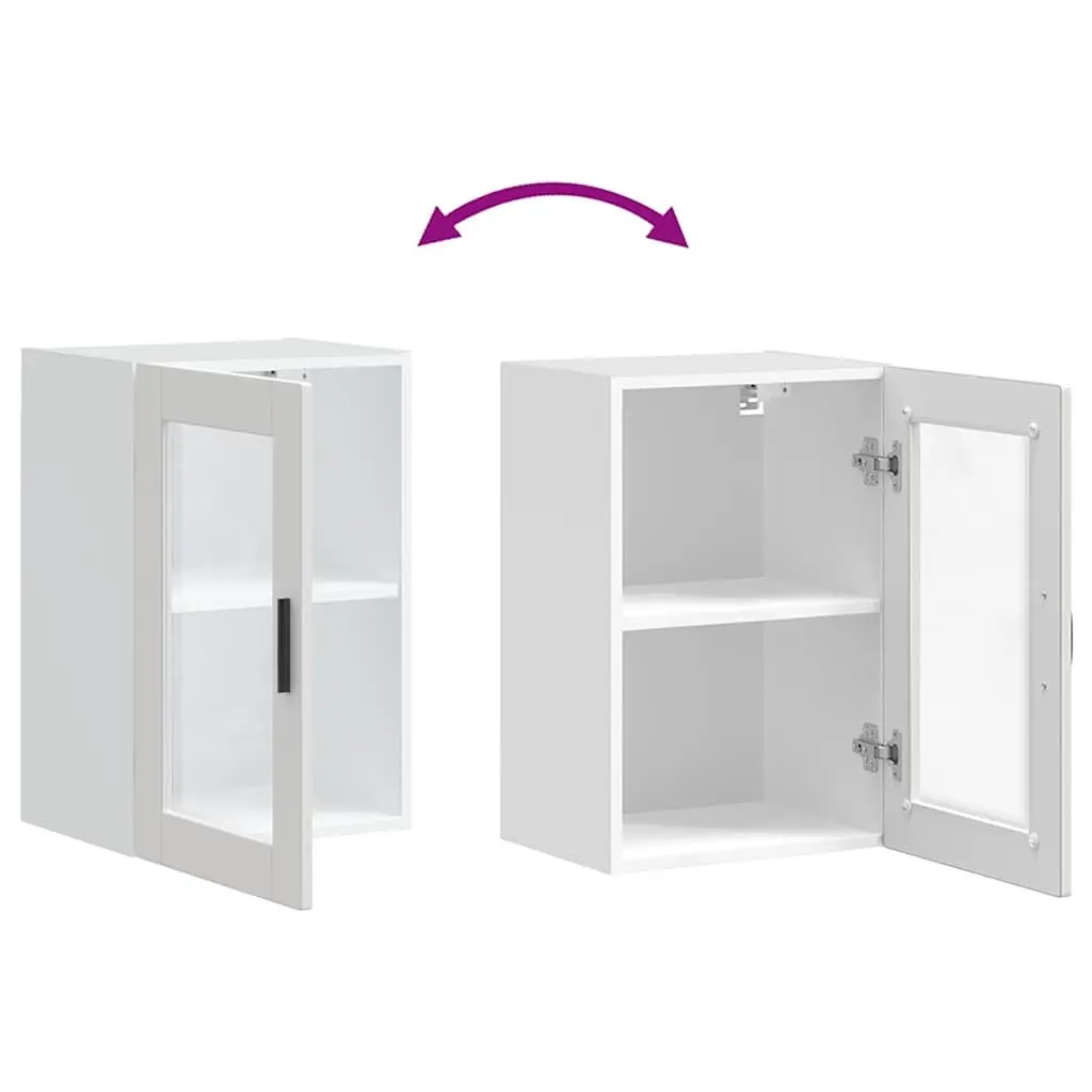 Kitchen Wall Cabinet Storage Unit Glass Door White Mounted