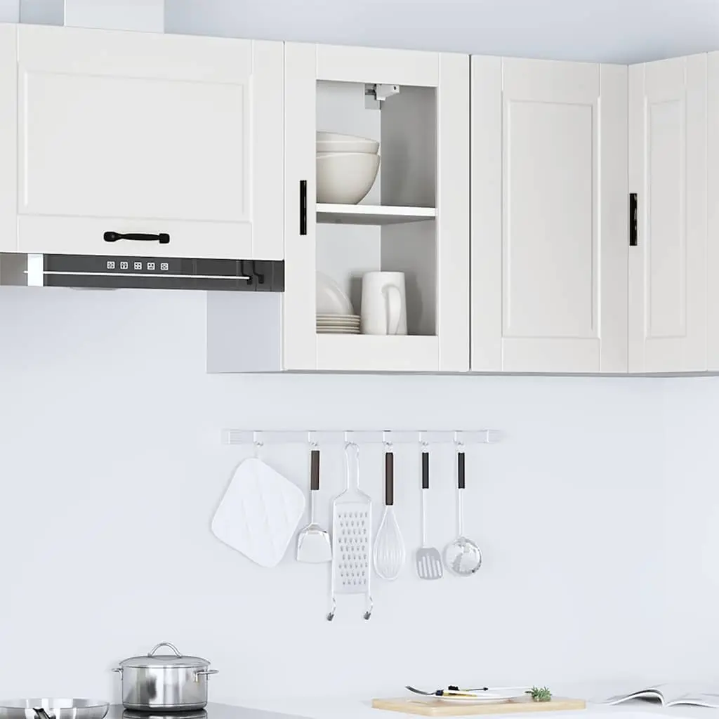 Kitchen Wall Cabinet Storage Unit Glass Door White Mounted