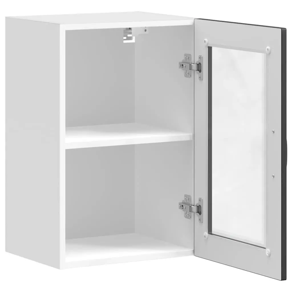 Wall Mounted Kitchen Cabinet Glass Door Black Storage Organiser