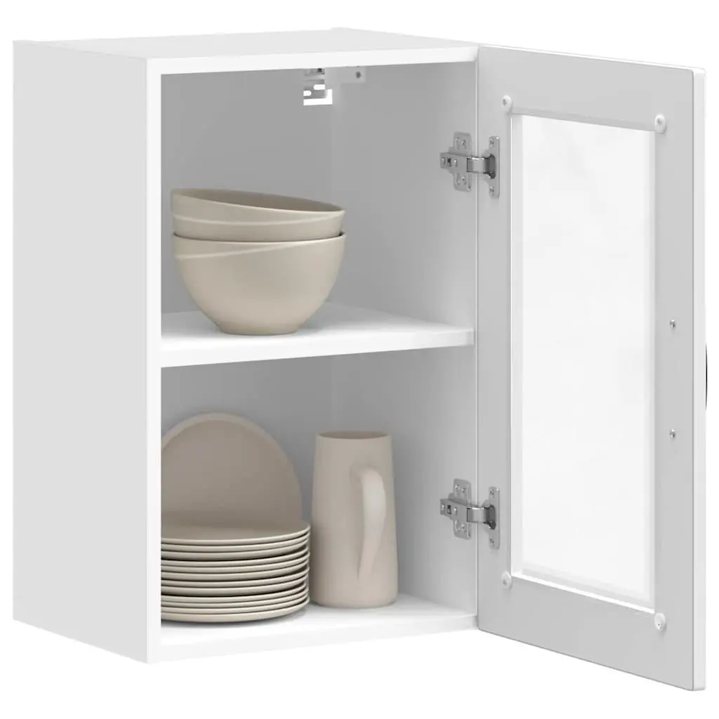 Kitchen Wall Cabinet Storage Glass Door White High Gloss Mounted
