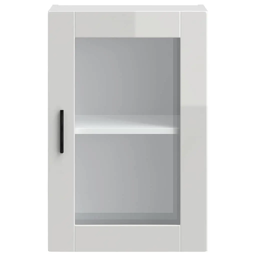Kitchen Wall Cabinet Storage Glass Door White High Gloss Mounted