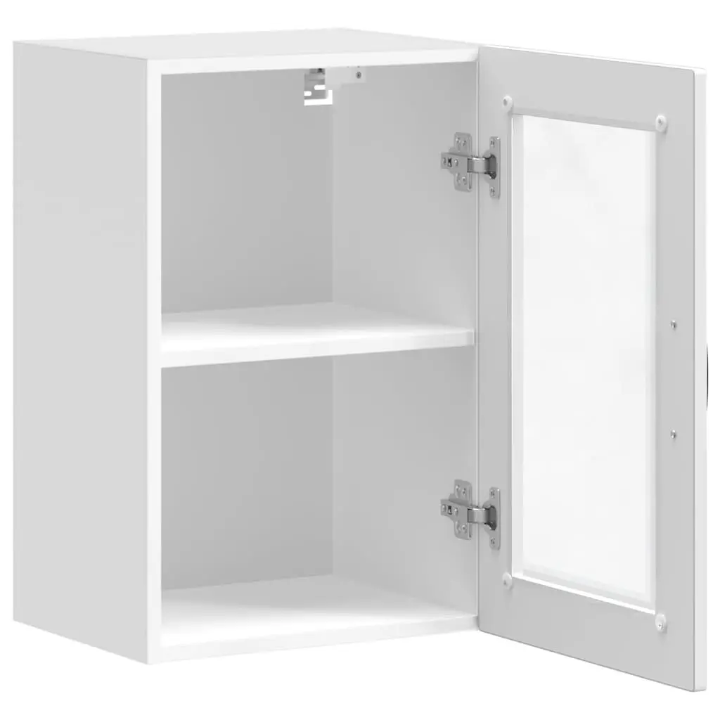 Kitchen Wall Cabinet Storage Glass Door White High Gloss Mounted