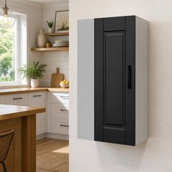 Functional Black Engineered Wood Wall Cabinet