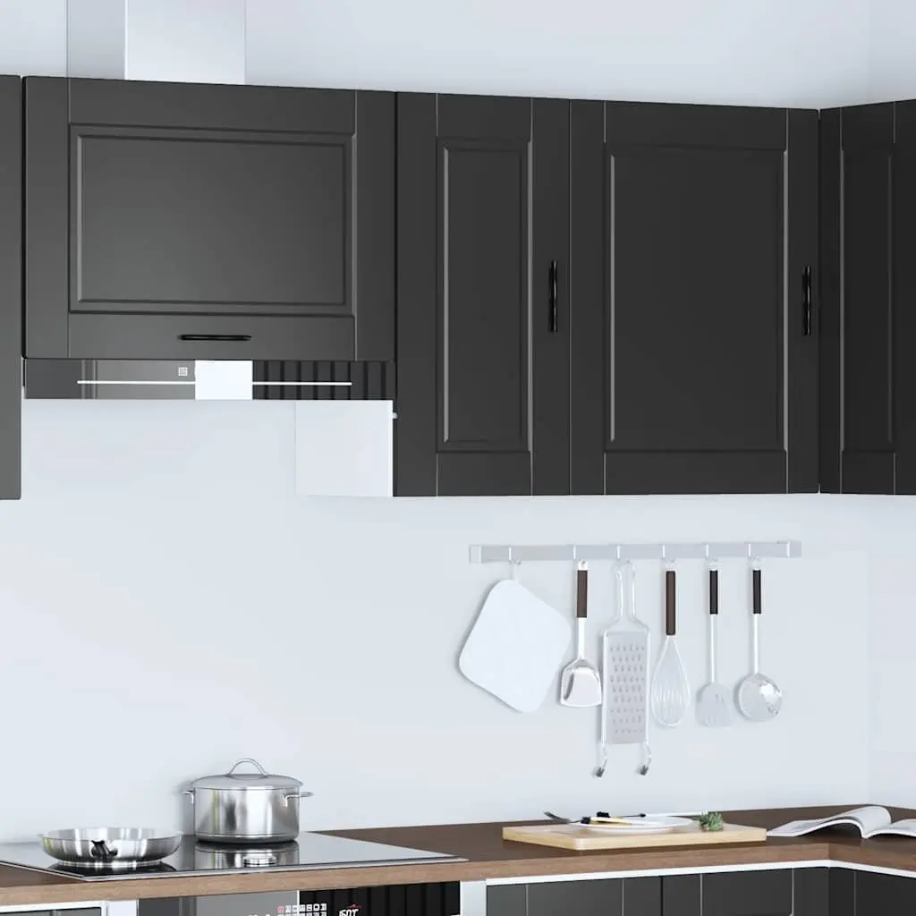 Black Engineered Wood Wall Cabinet