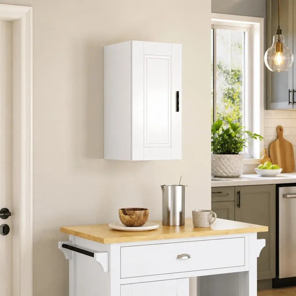 Kitchen Cabinet Wall-Mounted Storage Cupboard White High Gloss Engineered Wood