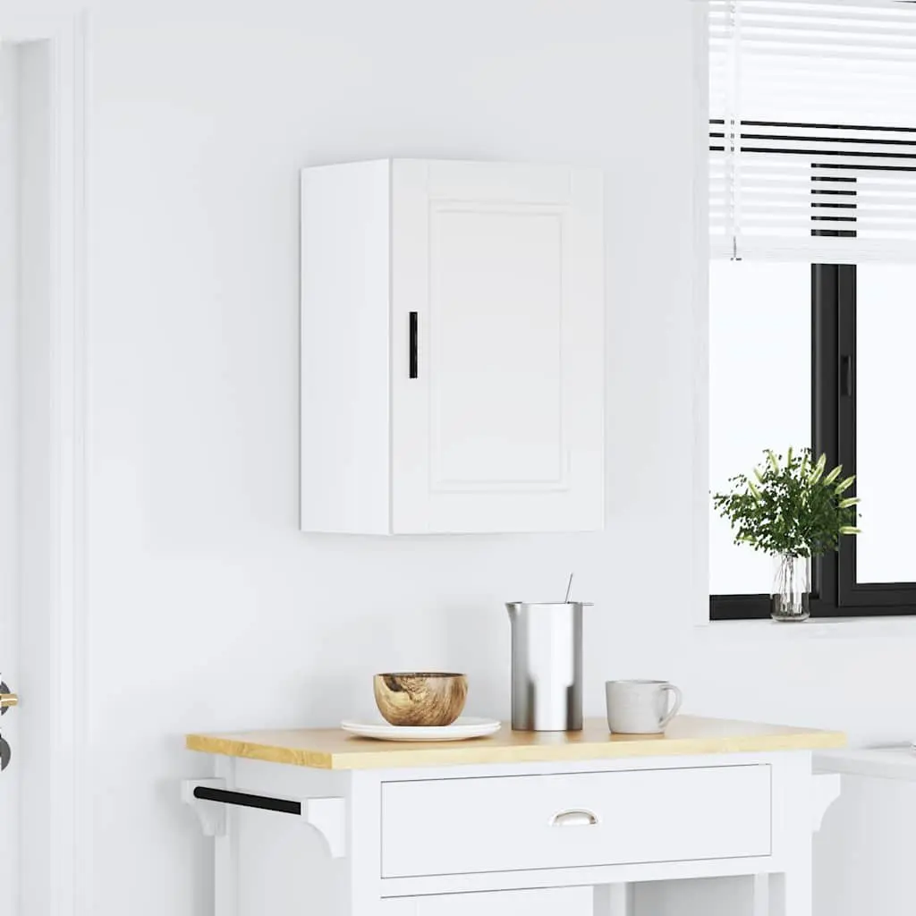 Kitchen Wall Cabinet White Engineered Wood Storage Cupboard Mounted Organiser