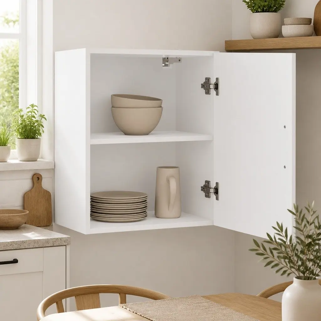 White Engineered Wood Wall Cabinet for Kitchen Needs